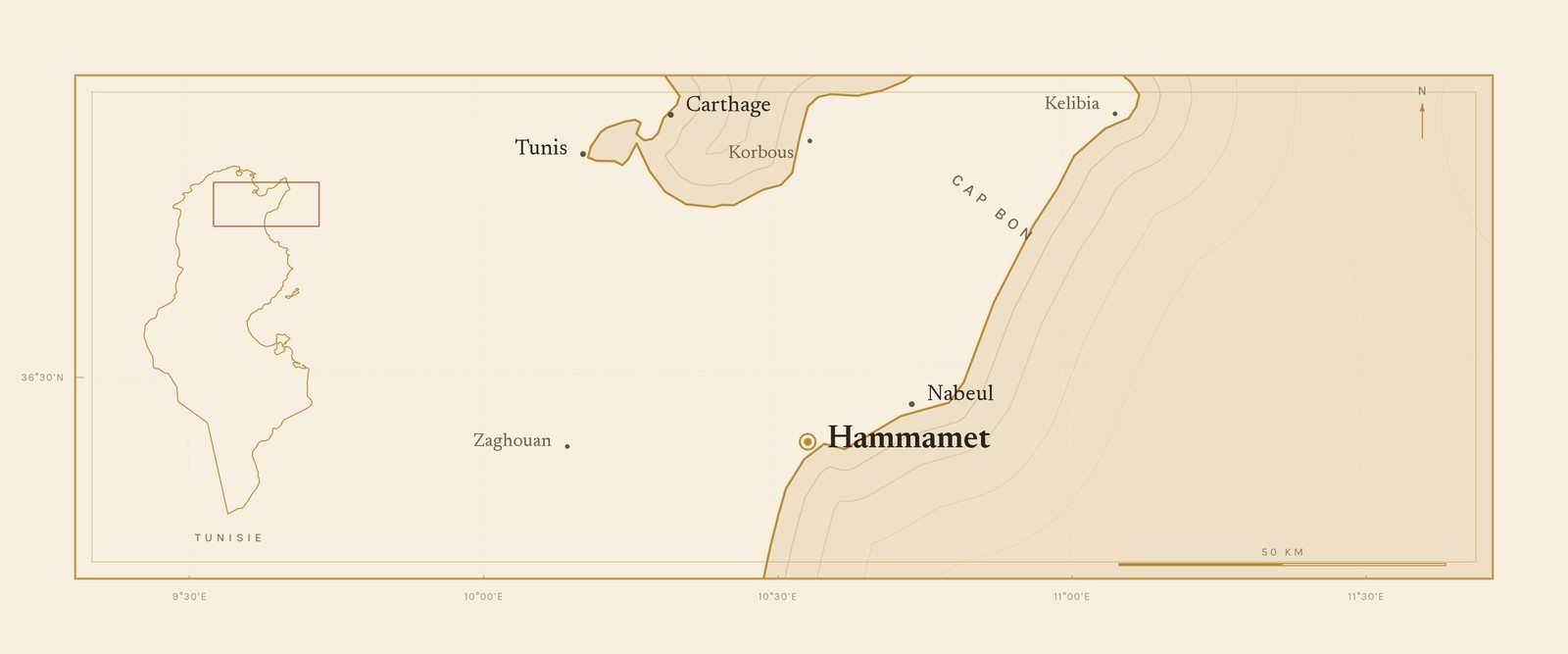 Carte de la Tunisie situant l'origine